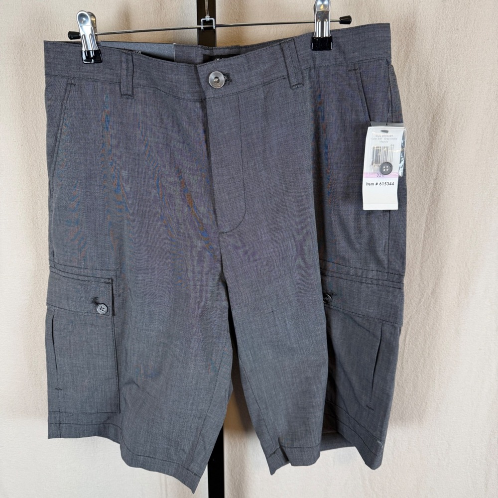 Calvin Klein Mens Cargo Shorts Grey Smoke 32W 40O6689 100% Cotton NWT